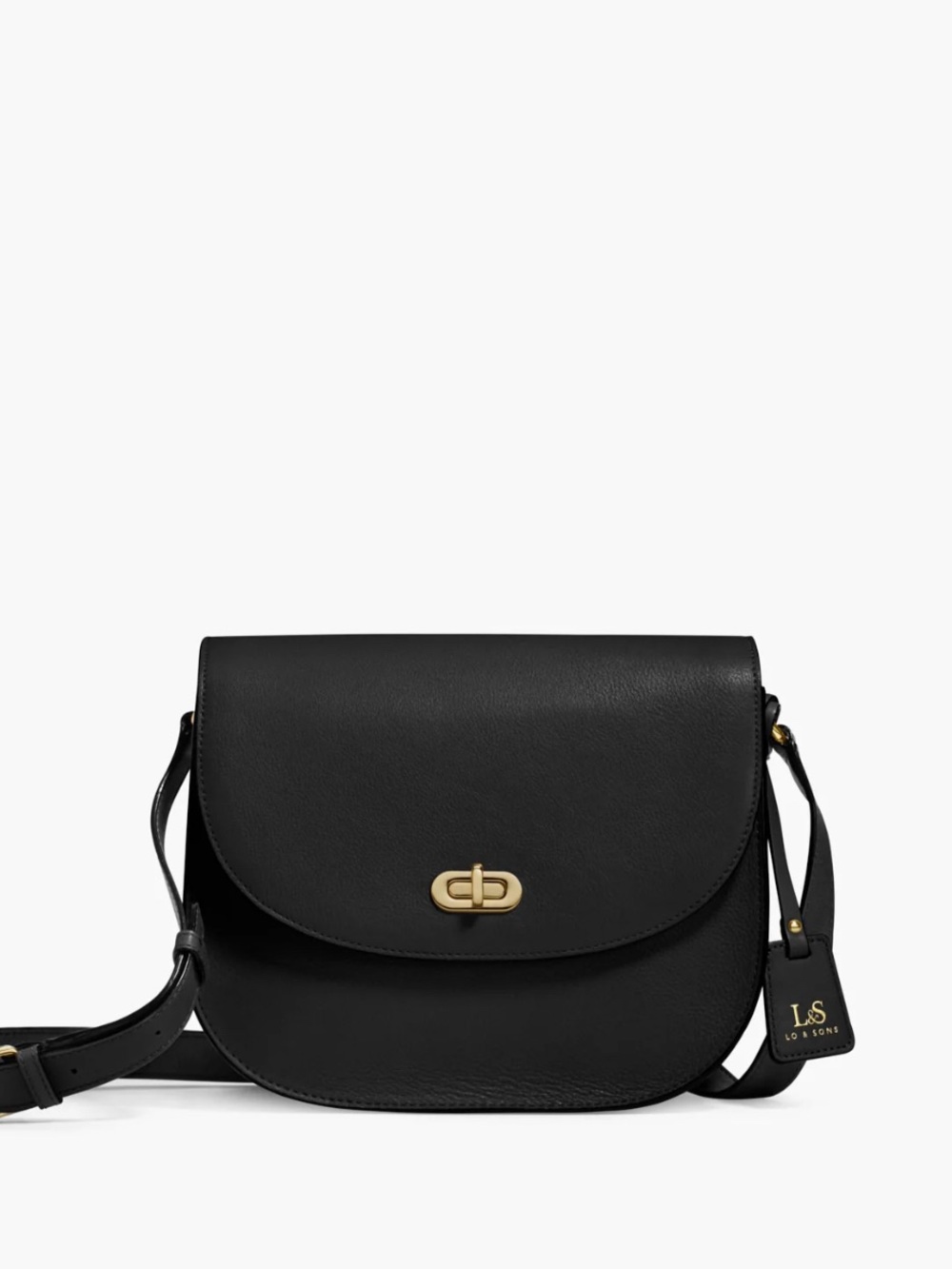 NWT Lo & Sons The Claremont Leather Camera Crossbody Bag Black